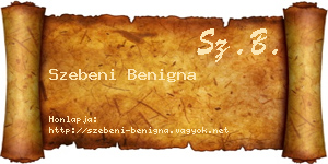 Szebeni Benigna névjegykártya
